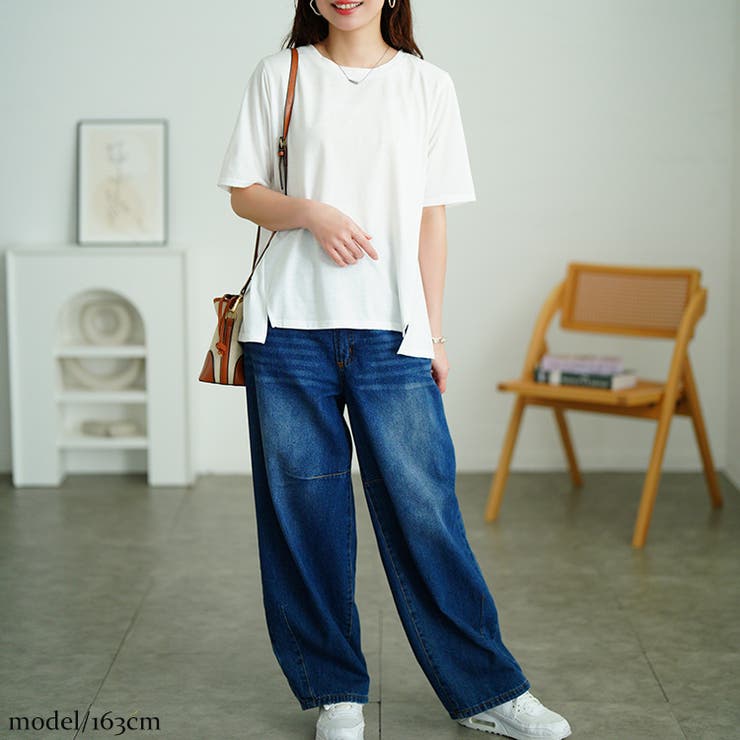 ランダムプリーツワイドサロペット＆Tシャツ2点セット