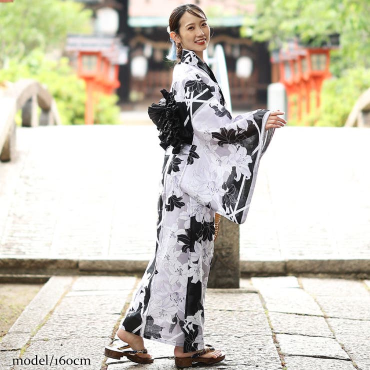 ❪7745❫ ◌ 浴衣 ◌ XL ／ LLサイズ 大きいサイズ レディース 【シアー浴衣】浴衣4点セット よろけに