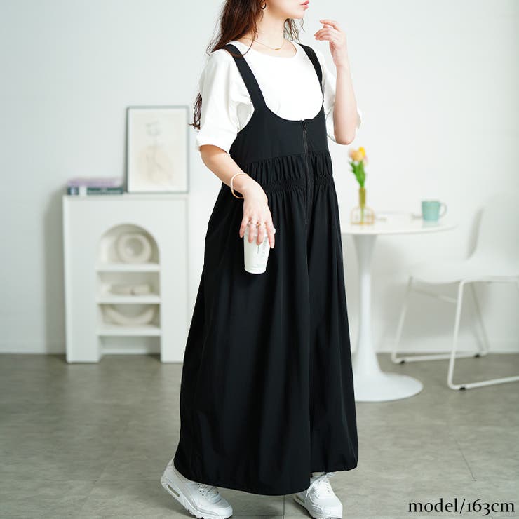 ウエストシャーリングサロペットパンツ