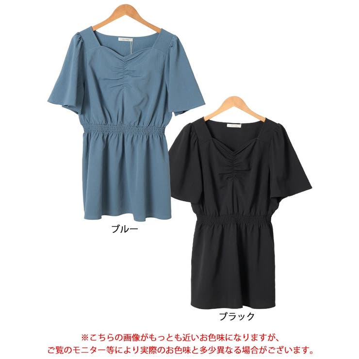楊柳ハートネックぺプラムチュニック