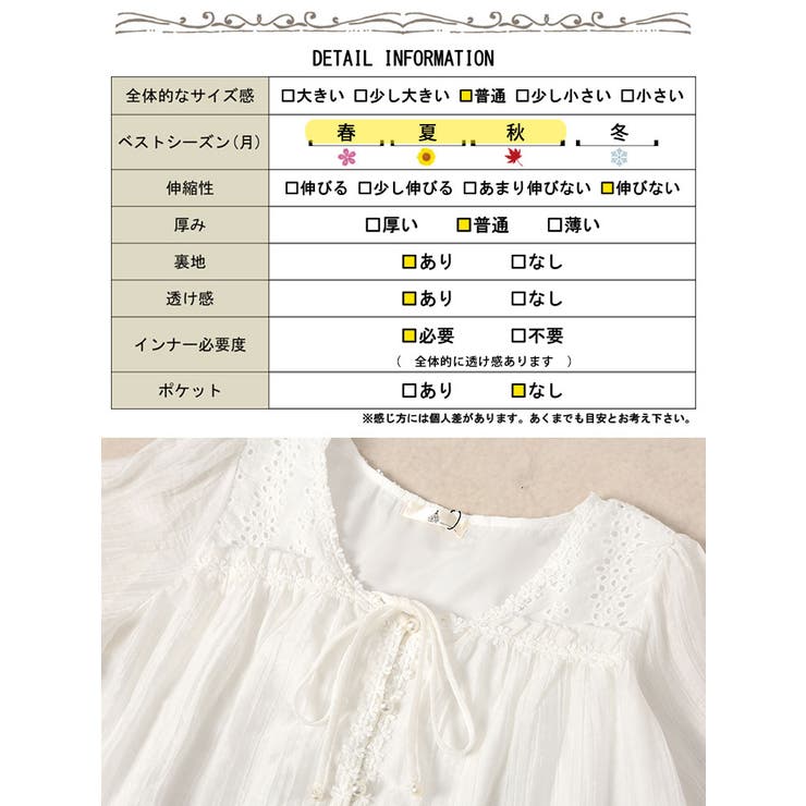 刺繍レースリボンブラウス