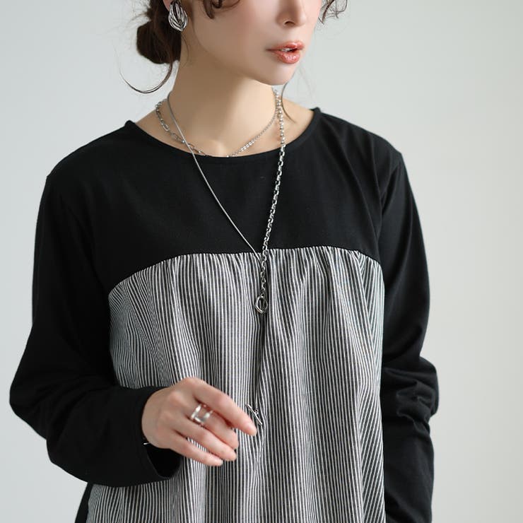 大きいサイズレディース チュニック ストライプ柄切り替えチュニック | GOLDJAPAN　大きいサイズ専門店 | 詳細画像10 