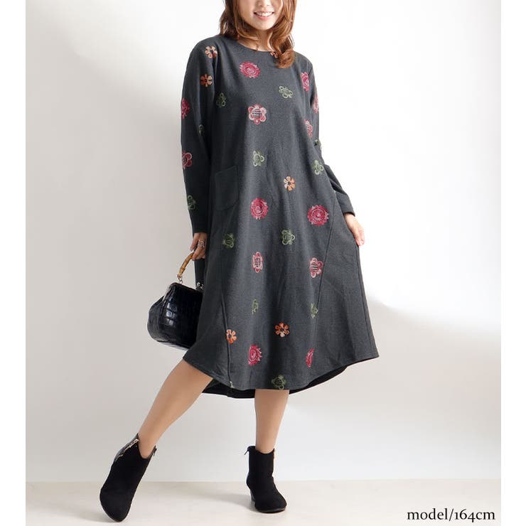 大きいサイズレディース ワンピース 起毛花柄刺繍ワンピース 品番 Gj Goldjapan 大きいサイズ専門店 ゴールドジャパン のレディースファッション通販 Shoplist ショップリスト