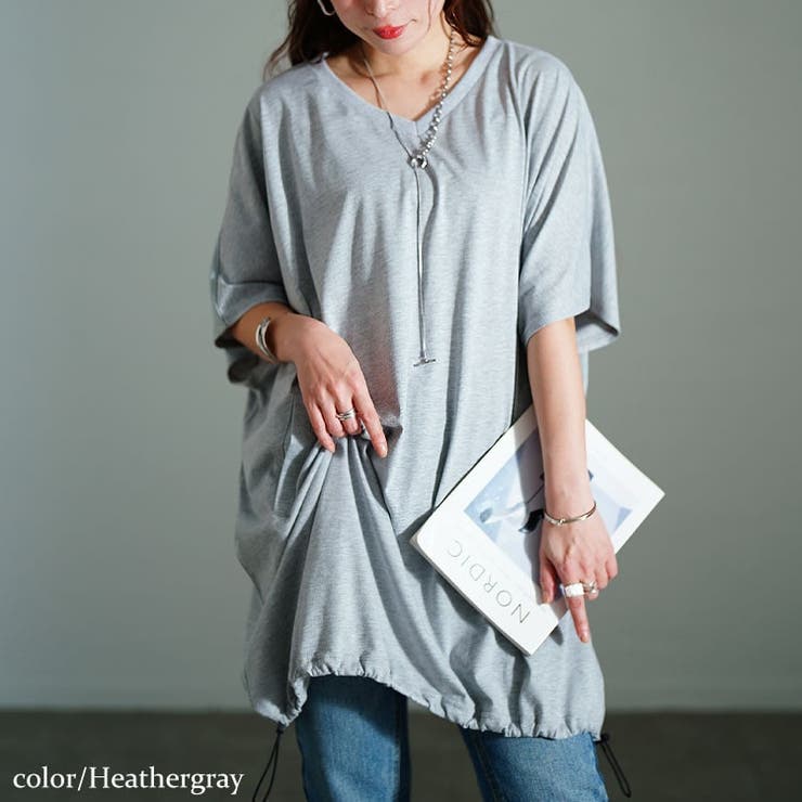 杢グレー | 大きいサイズ レディース チュニック | GOLDJAPAN　大きいサイズ専門店