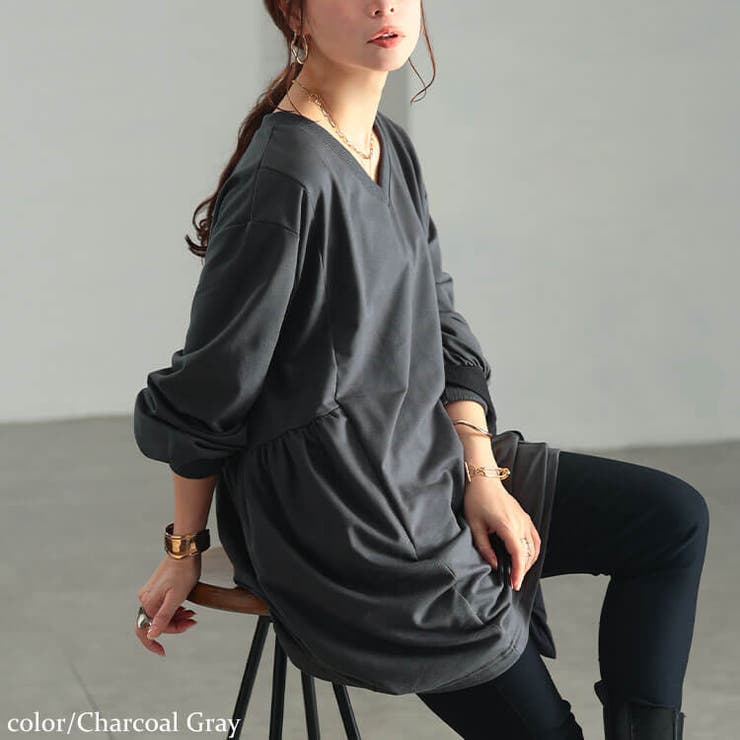 チャコールグレー | 大きいサイズ レディース チュニック | GOLDJAPAN　大きいサイズ専門店