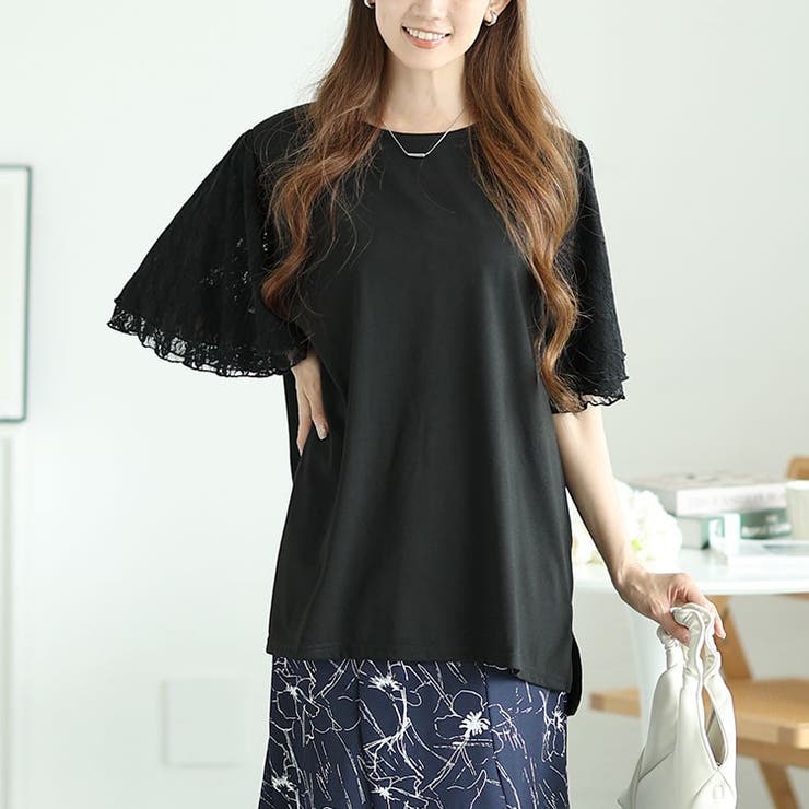 ブラック | 大きいサイズレディース トップス カットソー | GOLDJAPAN　大きいサイズ専門店