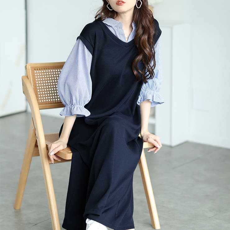 ネイビー | 大きいサイズ レディース ワンピース | GOLDJAPAN　大きいサイズ専門店