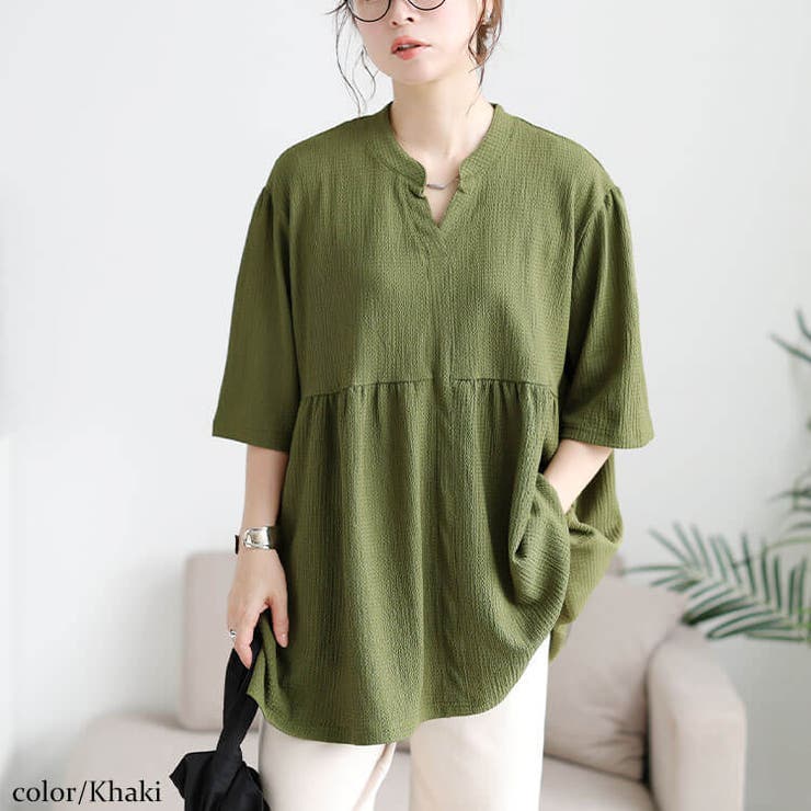 カーキ | 大きいサイズ レディース チュニック | GOLDJAPAN　大きいサイズ専門店
