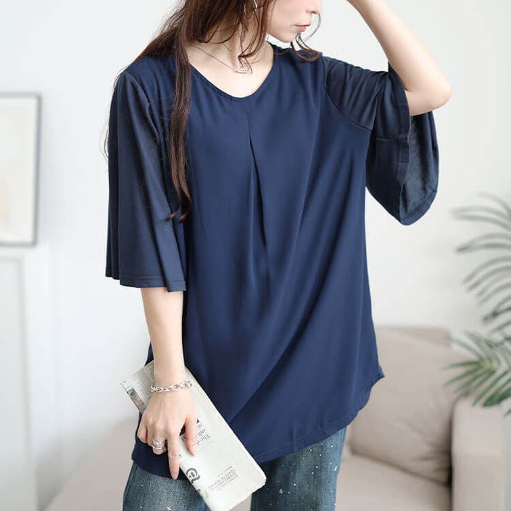 ネイビー | 大きいサイズ レディース チュニック | GOLDJAPAN　大きいサイズ専門店