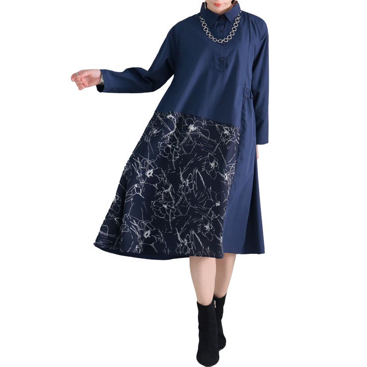 ネイビー | 大きいサイズ レディース ワンピース | GOLDJAPAN　大きいサイズ専門店