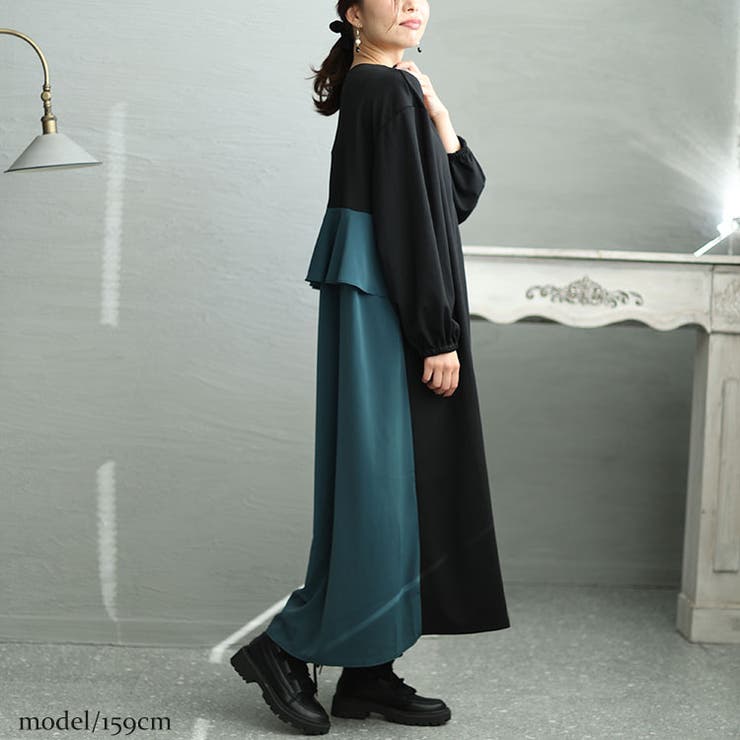 ブラック×グリーン | 大きいサイズ レディース ワンピース | GOLDJAPAN　大きいサイズ専門店