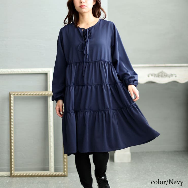 ネイビー | 大きいサイズ レディース ワンピース | GOLDJAPAN　大きいサイズ専門店