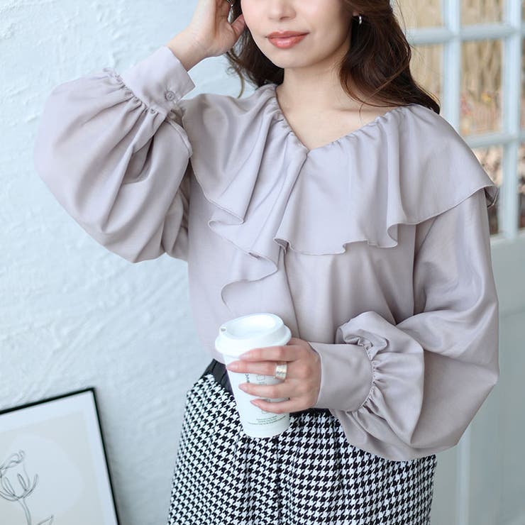 大人気　フリル　トップス 大きいサイズ レディース トップス[品番：GJ000020708