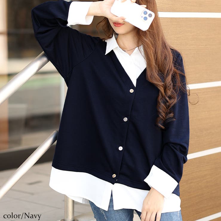 ネイビー | 大きいサイズレディース トップス シャツ | GOLDJAPAN　大きいサイズ専門店