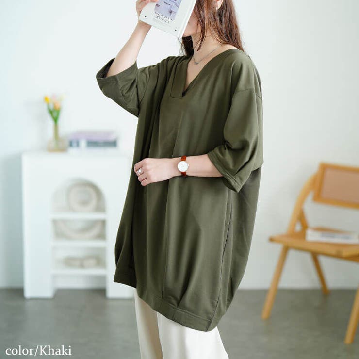 カーキ | 大きいサイズ レディース チュニック | GOLDJAPAN　大きいサイズ専門店