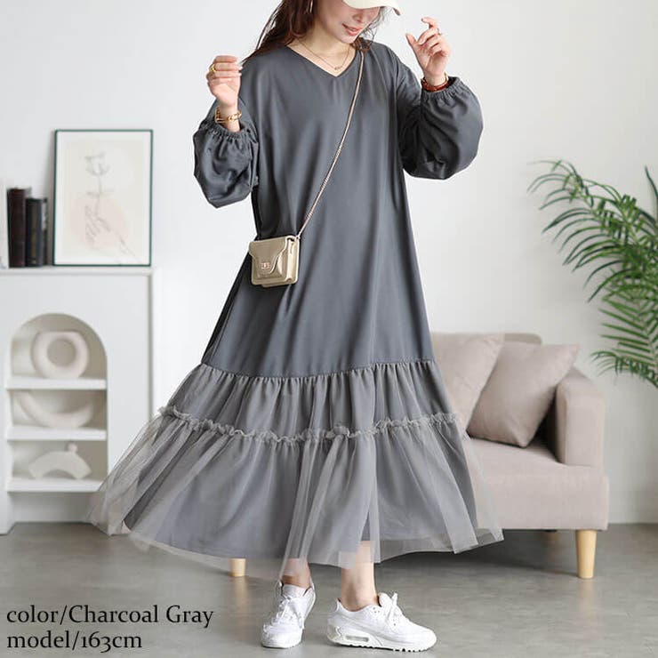 チャコールグレー | 大きいサイズ レディース ワンピース | GOLDJAPAN　大きいサイズ専門店
