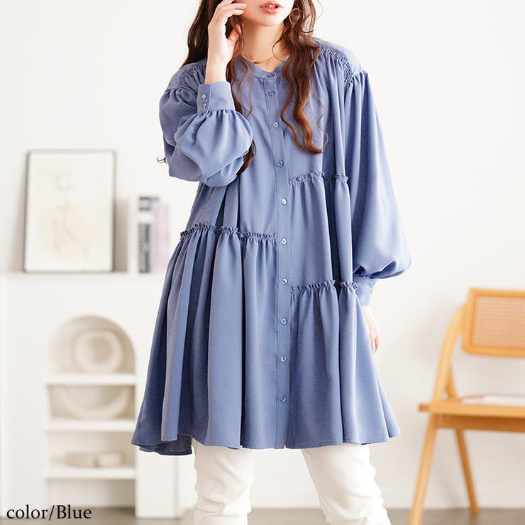 ブルー | 大きいサイズ レディース チュニック | GOLDJAPAN　大きいサイズ専門店