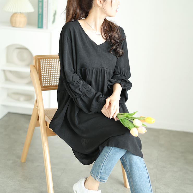 ブラック | 大きいサイズレディース ワンピース チュニック | GOLDJAPAN　大きいサイズ専門店