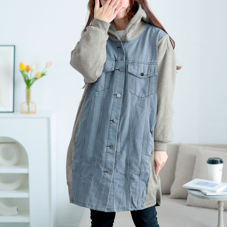 ブルー | 大きいサイズレディース アウター パーカー | GOLDJAPAN　大きいサイズ専門店