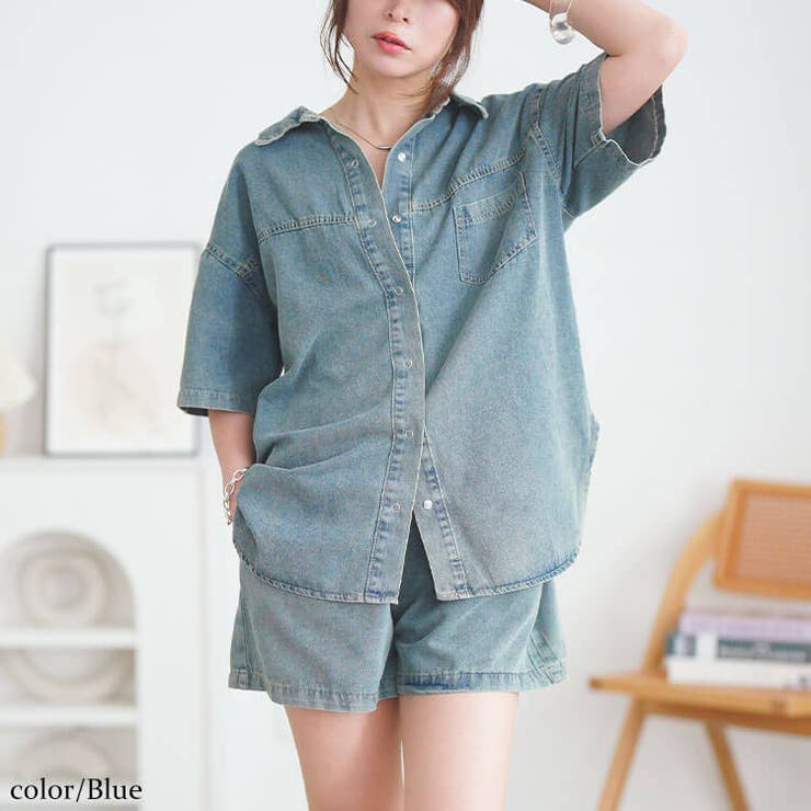 ブルー | 大きいサイズ レディース セットアップ | GOLDJAPAN　大きいサイズ専門店