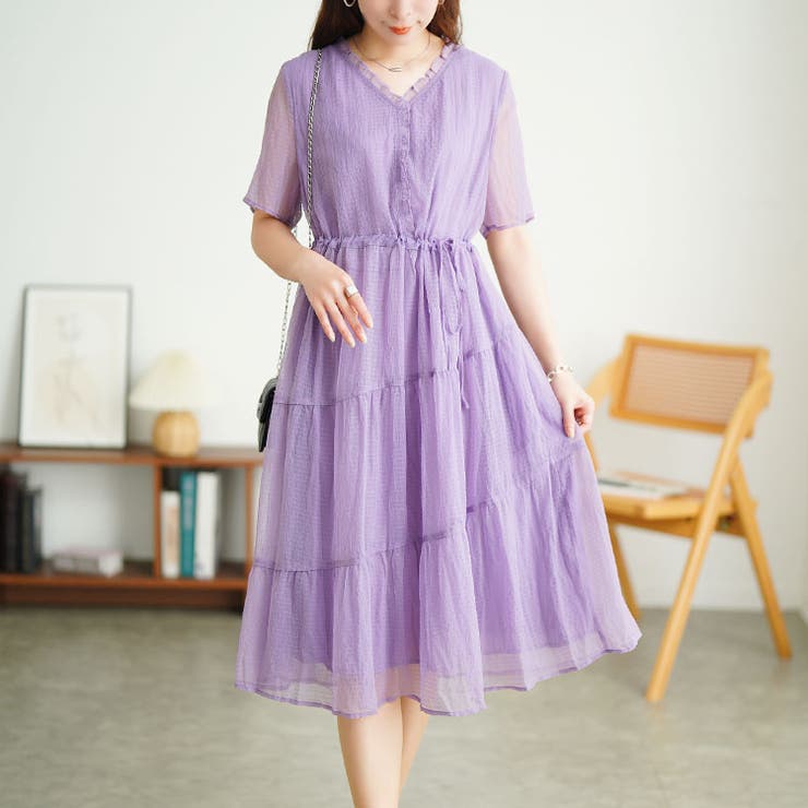 パープル | 大きいサイズ レディース ワンピース | GOLDJAPAN　大きいサイズ専門店