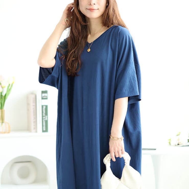 ブルー | 大きいサイズレディース ワンピース 接触冷感＆UVカット＆吸湿速乾サイドファスナ… | GOLDJAPAN　大きいサイズ専門店