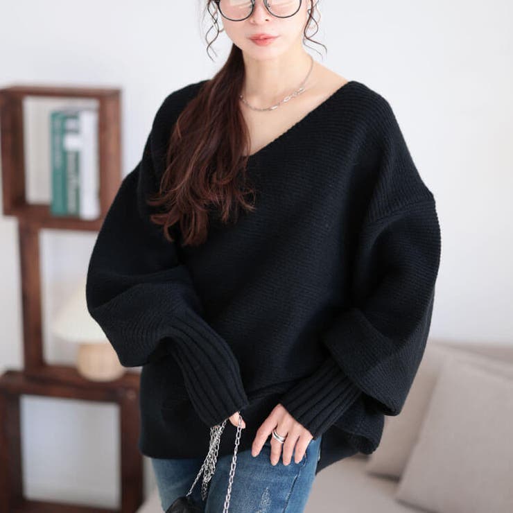 ブラック | 大きいサイズレディース トップス ニット | GOLDJAPAN　大きいサイズ専門店