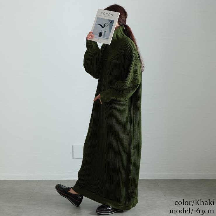 2024極美品✨ルネ現行 切替ニットワンピース　ティアード　36 スパンコール ドレープネックリブ切替ニットワンピース | Thevon.(ゼヴォン