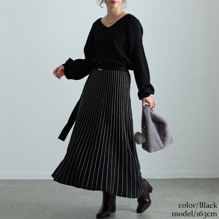 ブラック | 大きいサイズレディース ワンピース ストライプニットドッキングワンピース | GOLDJAPAN　大きいサイズ専門店