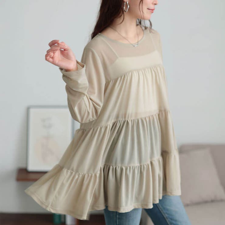 グレージュ | 大きいサイズ レディース チュニック | GOLDJAPAN　大きいサイズ専門店