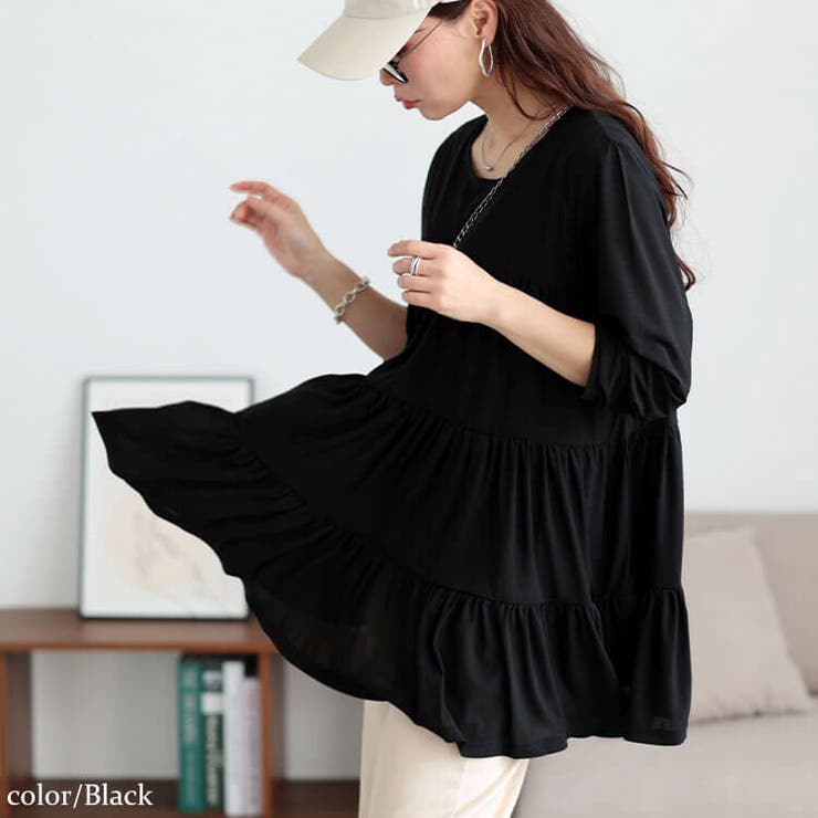 ブラック | 大きいサイズ レディース チュニック | GOLDJAPAN　大きいサイズ専門店