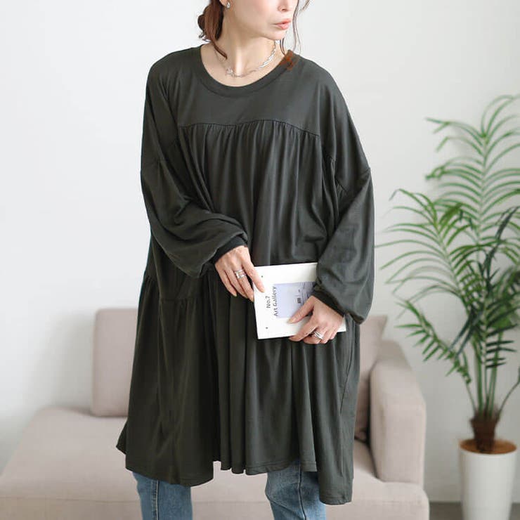 カーキ | 大きいサイズ レディース チュニック | GOLDJAPAN　大きいサイズ専門店