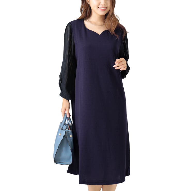 ネイビー | 大きいサイズ レディース ワンピース | GOLDJAPAN　大きいサイズ専門店