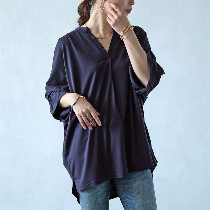 ネイビー | 大きいサイズレディース トップス カットソー | GOLDJAPAN　大きいサイズ専門店