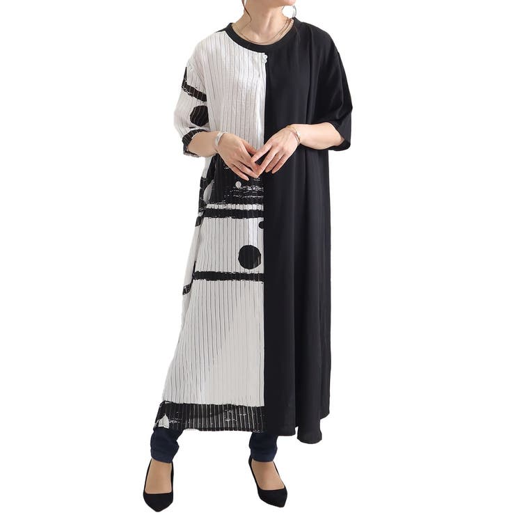 大きいサイズレディース ワンピース モノトーンデザインワンピース 品番 Gj Goldjapan 大きいサイズ専門店 ゴールドジャパン のレディースファッション通販 Shoplist ショップリスト