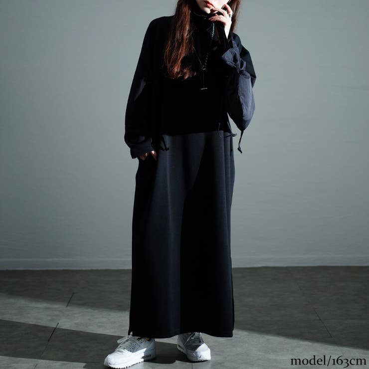 ブラック | 大きいサイズレディース ワンピース ハーフジップサイドスリットワンピース | GOLDJAPAN　大きいサイズ専門店