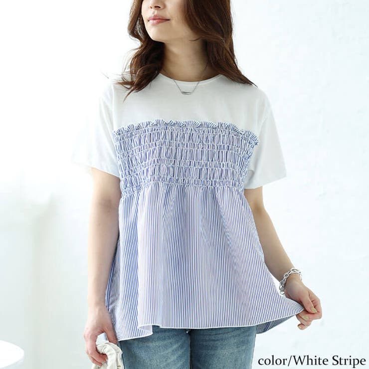 ホワイトストライプ | 大きいサイズ レディース トップス | GOLDJAPAN　大きいサイズ専門店