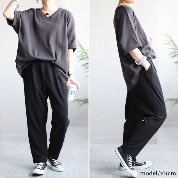 ブラック | 大きいサイズ テーパードパンツ カットジョーゼットパンツ | GOLDJAPAN　大きいサイズ専門店