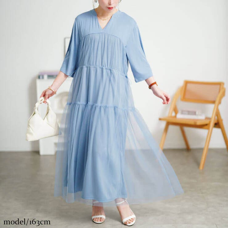 ブルーグレー | 大きいサイズ レディース ワンピース | GOLDJAPAN　大きいサイズ専門店