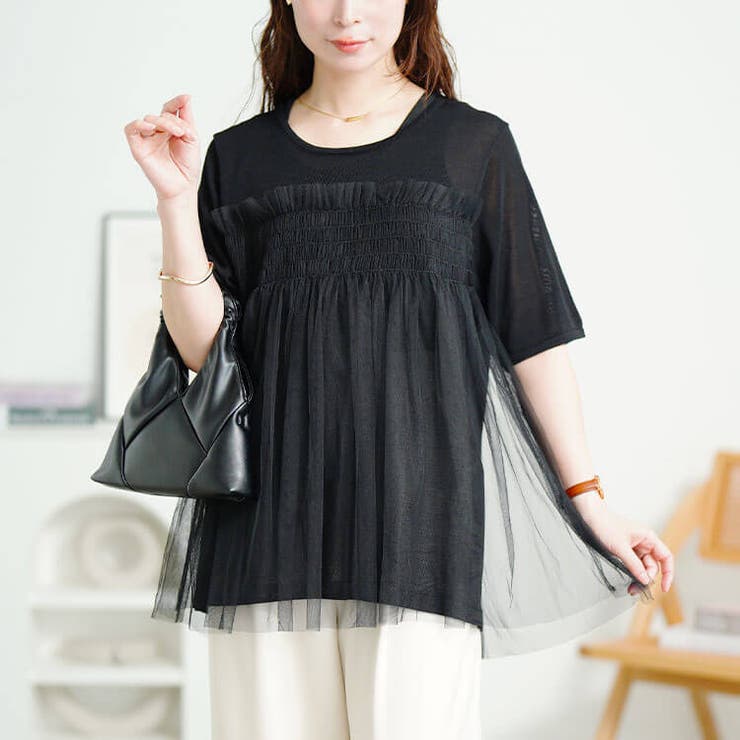 ブラック | 大きいサイズ レディース トップス | GOLDJAPAN　大きいサイズ専門店