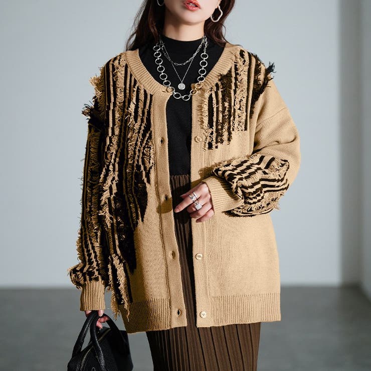 ベージュ×ブラック | 大きいサイズ レディース トップス | GOLDJAPAN　大きいサイズ専門店