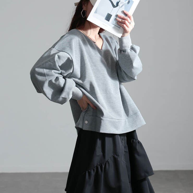 グレー | 大きいサイズレディース ワンピース アシンメトリーフリルドッキングワンピース | GOLDJAPAN　大きいサイズ専門店