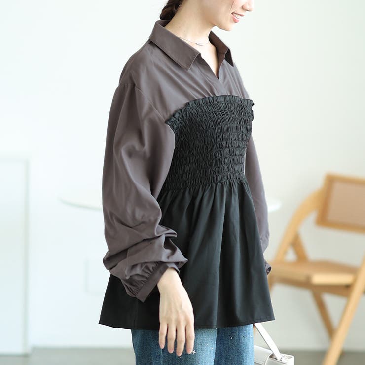 グレー×ブラック | 大きいサイズ レディース トップス | GOLDJAPAN　大きいサイズ専門店