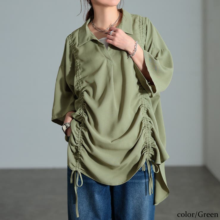 グリーン | 大きいサイズ レディース チュニック | GOLDJAPAN　大きいサイズ専門店