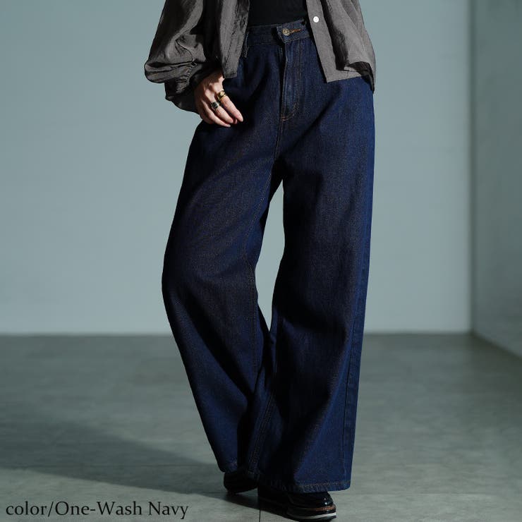 ワンウォッシュネイビー | 大きいサイズ レディース パンツ | GOLDJAPAN　大きいサイズ専門店