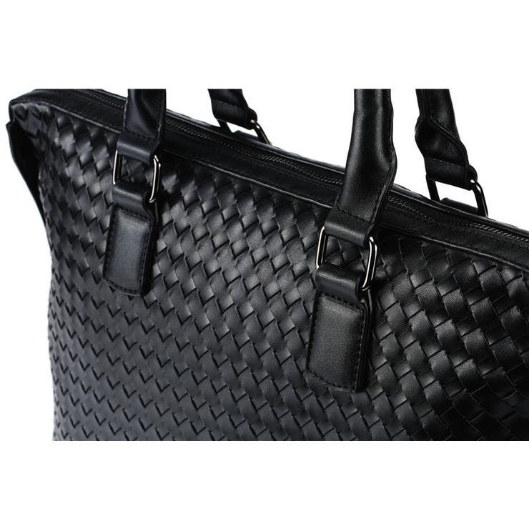GOLWIS2WAYレザービジネスバッグ格子編み編み込み13インチA4大容量撥水加工bag0017メンズブラック