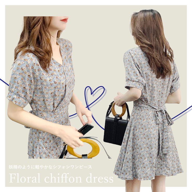 花柄 シフォン ワンピース 品番 Gwsw Golwis ゴルウィス のレディースファッション通販 Shoplist ショップリスト