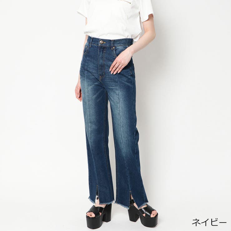 セール】【新色追加 】バックレースアップデニムワイドパンツ