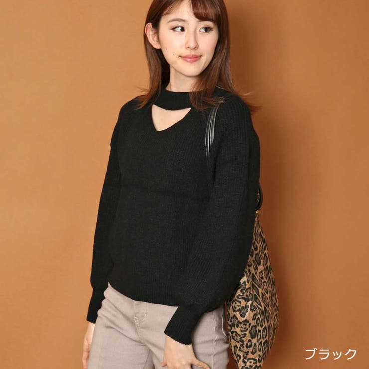 PG♡クールネックニットプルオーバー1 刺繍入りスクエアネックニットプルオーバー(ニットプルオーバー