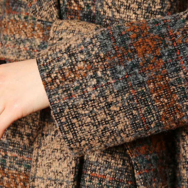 coor クアー　ダブル　コート　M　チェック柄　ウール　ブラウン BEAMS HEART（ビームスハート）の「BEAMS HEART / チェック ビッグ